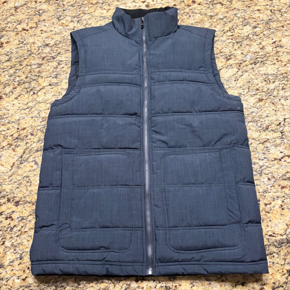 BKE Mens Puffer Vest Charcoal Gray Full Zip Quilted Sleeveless Jacket Medium ws